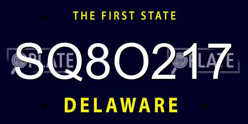SQ8O217 Delaware License Plate