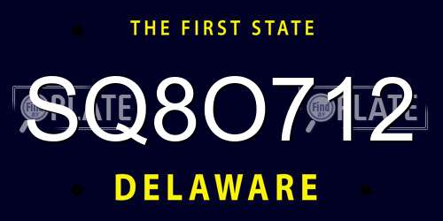 SQ8O712 Delaware License Plate