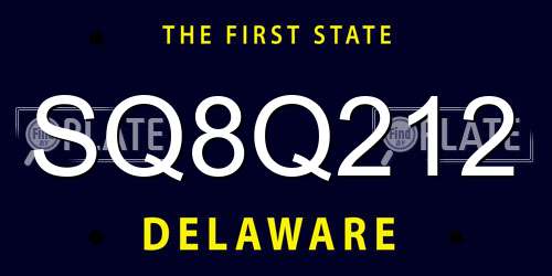 SQ8Q212 Delaware License Plate
