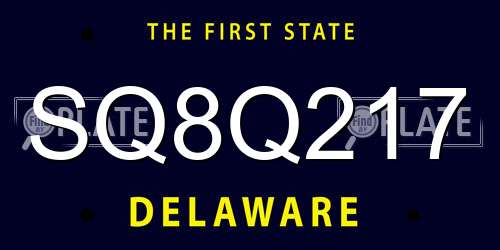 SQ8Q217 Delaware License Plate