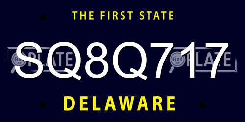 SQ8Q717 Delaware License Plate
