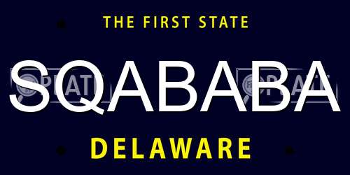 SQABABA Delaware License Plate