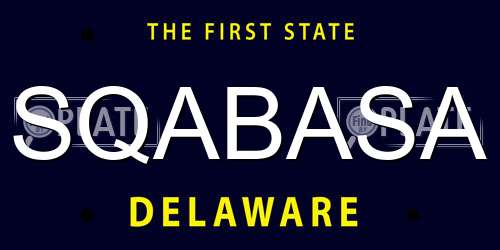 SQABASA Delaware License Plate