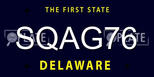 SQAG76 Delaware License Plate