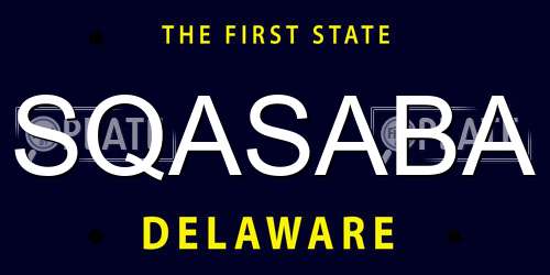 SQASABA Delaware License Plate