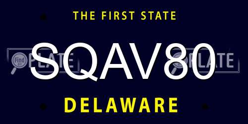 SQAV80 Delaware License Plate