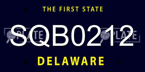 SQB0212 Delaware License Plate