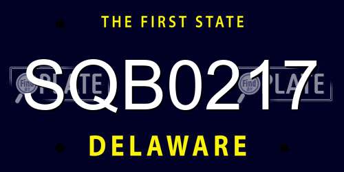 SQB0217 Delaware License Plate