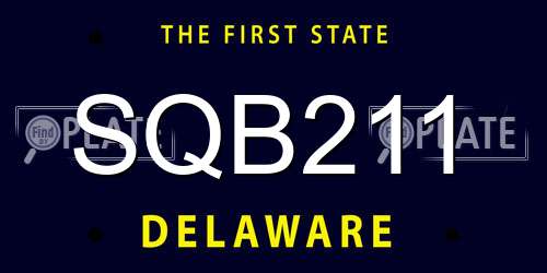 SQB211 Delaware License Plate