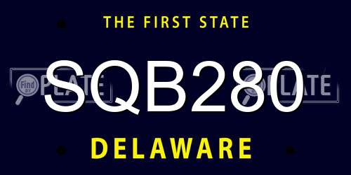 SQB280 Delaware License Plate