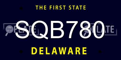 SQB780 Delaware License Plate