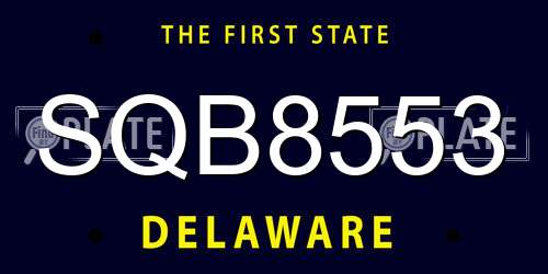SQB8553 Delaware License Plate