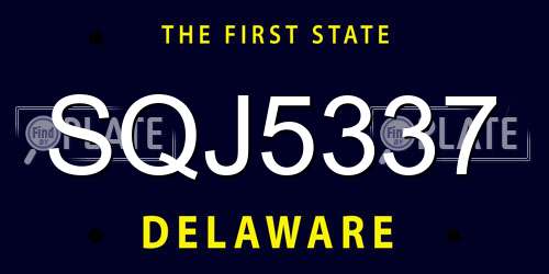 SQJ5337 Delaware License Plate