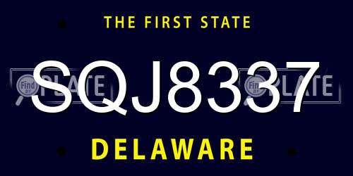 SQJ8337 Delaware License Plate