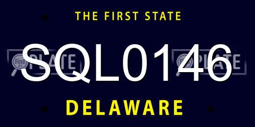 SQL0146 Delaware License Plate