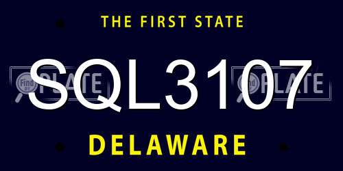 SQL3107 Delaware License Plate