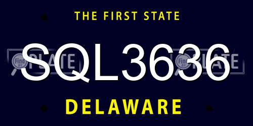SQL3636 Delaware License Plate