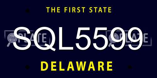 SQL5599 Delaware License Plate