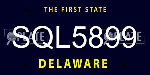 SQL5899 Delaware License Plate