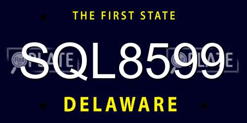 SQL8599 Delaware License Plate