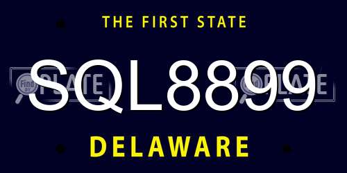 SQL8899 Delaware License Plate