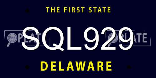SQL929 Delaware License Plate