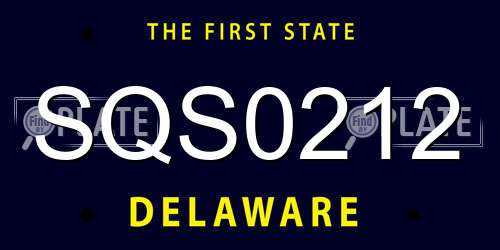SQS0212 Delaware License Plate