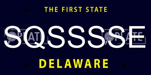 SQSSSSE Delaware License Plate