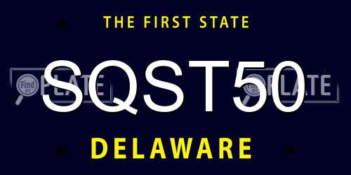 SQST50 Delaware License Plate