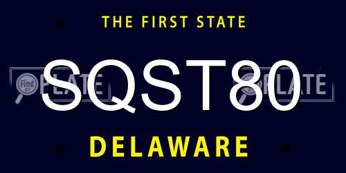 SQST80 Delaware License Plate