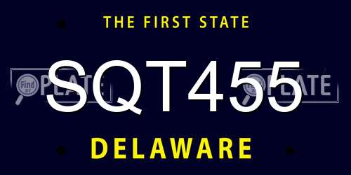 SQT455 Delaware License Plate