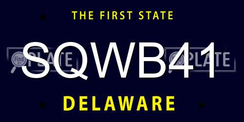SQWB41 Delaware License Plate