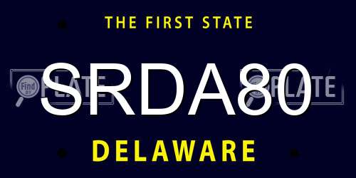 SRDA80 Delaware License Plate