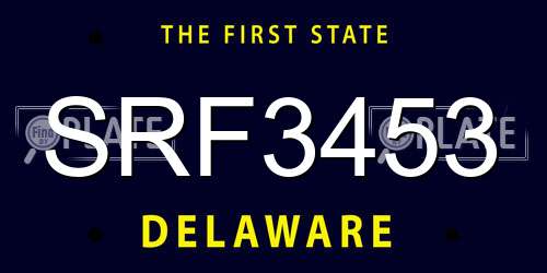 SRF3453 Delaware License Plate