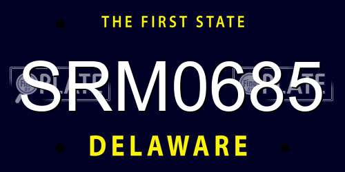 SRM0685 Delaware License Plate