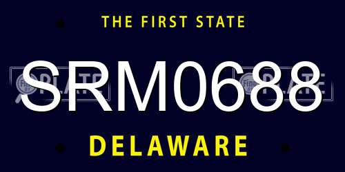 SRM0688 Delaware License Plate