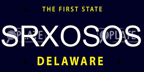 SRXOSOS Delaware License Plate