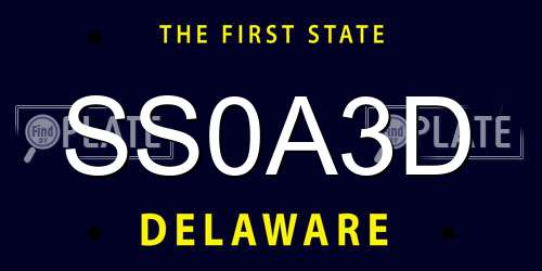 SS0A3D Delaware License Plate