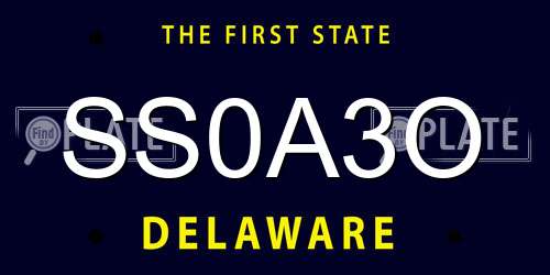 SS0A3O Delaware License Plate