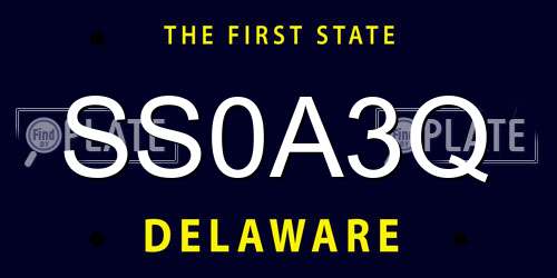 SS0A3Q Delaware License Plate