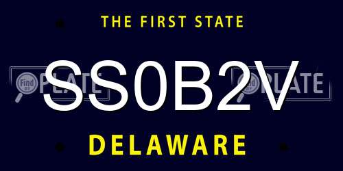 SS0B2V Delaware License Plate