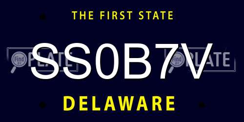 SS0B7V Delaware License Plate