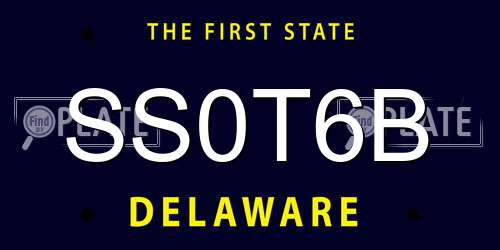 SS0T6B Delaware License Plate