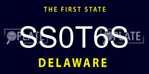 SS0T6S Delaware License Plate