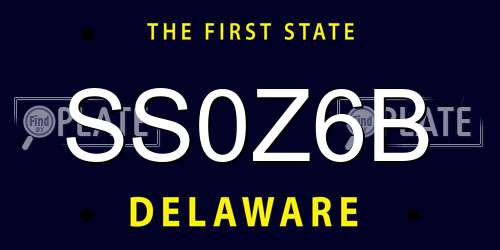 SS0Z6B Delaware License Plate