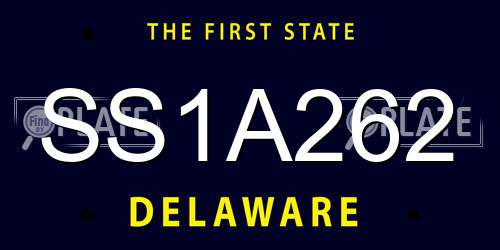 SS1A262 Delaware License Plate