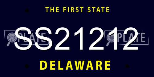 SS21212 Delaware License Plate