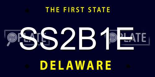 SS2B1E Delaware License Plate