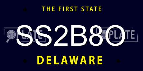 SS2B8O Delaware License Plate
