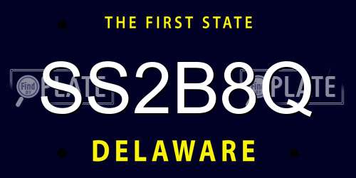 SS2B8Q Delaware License Plate